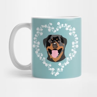 Rottweiler Dog and Cherry Blossom Heart Wreath Mug